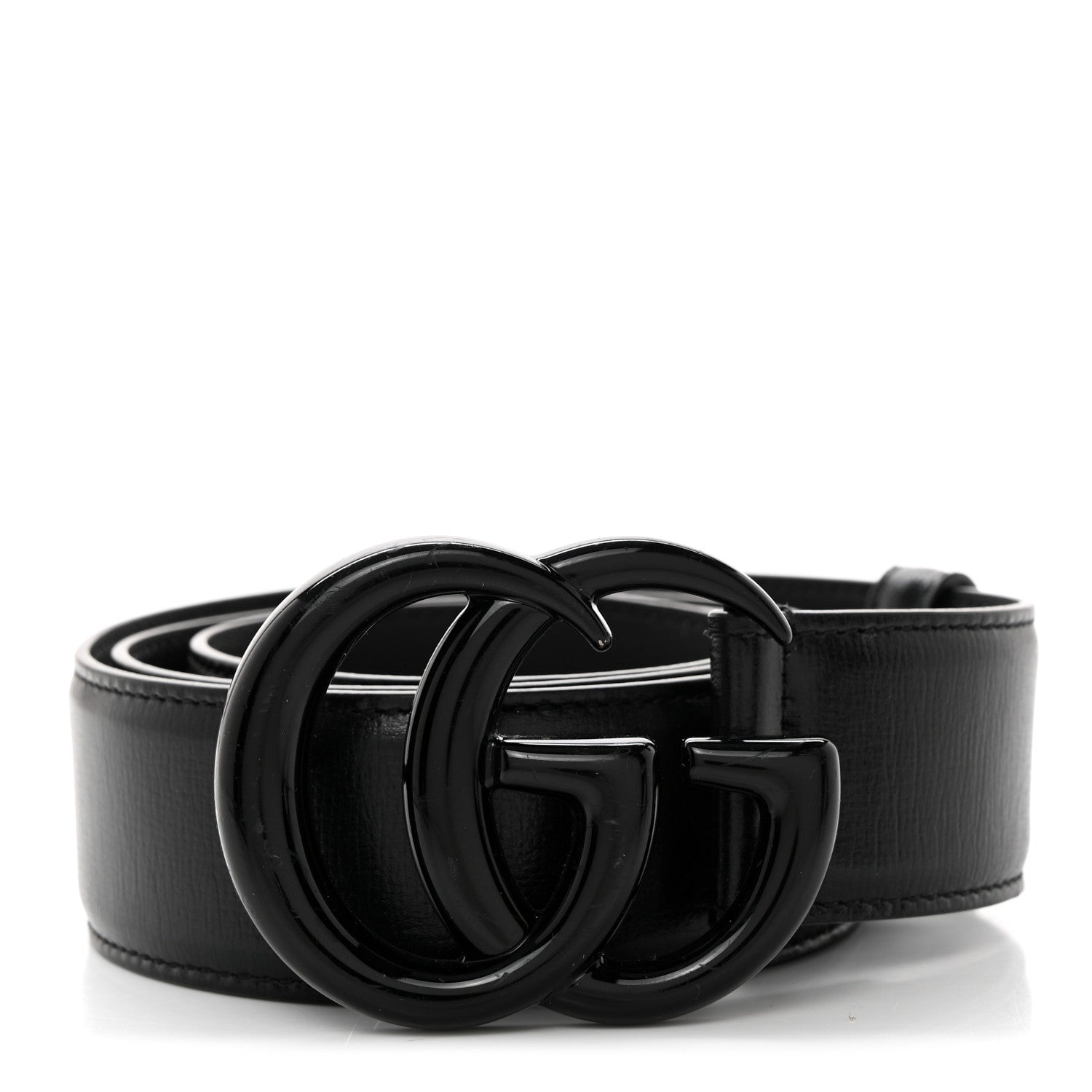 Gucci Azalea Calfskin Enamel Monochrome Double G 40mm Belt 90 36 Black 1 of 5