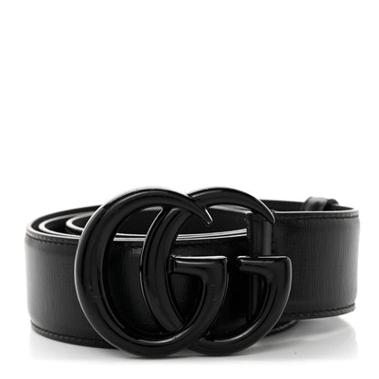 Gucci Azalea Calfskin Enamel Monochrome Double G 40mm Belt 90 36 Black 1 of 5