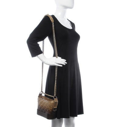 Chanel Metallic Goatskin Quilted Small Gabrielle Hobo Gold Bronze 2 of 10