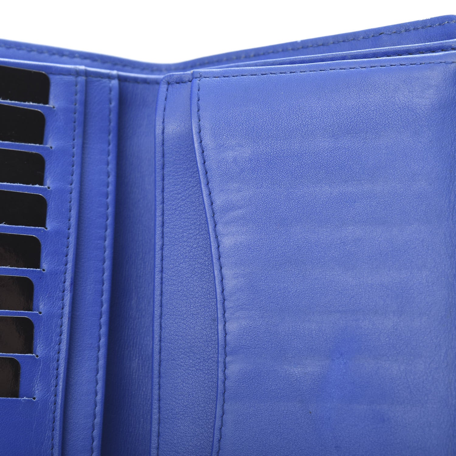 Chanel Patent Calfskin Quilted Yen Wallet Blue 10 of 11