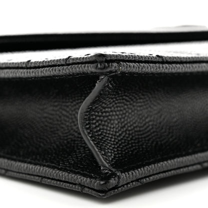 Saint Laurent Grain De Poudre Matelasse Chevron Monochrome Monogam Envelope Chain Wallet Black 9 of 11
