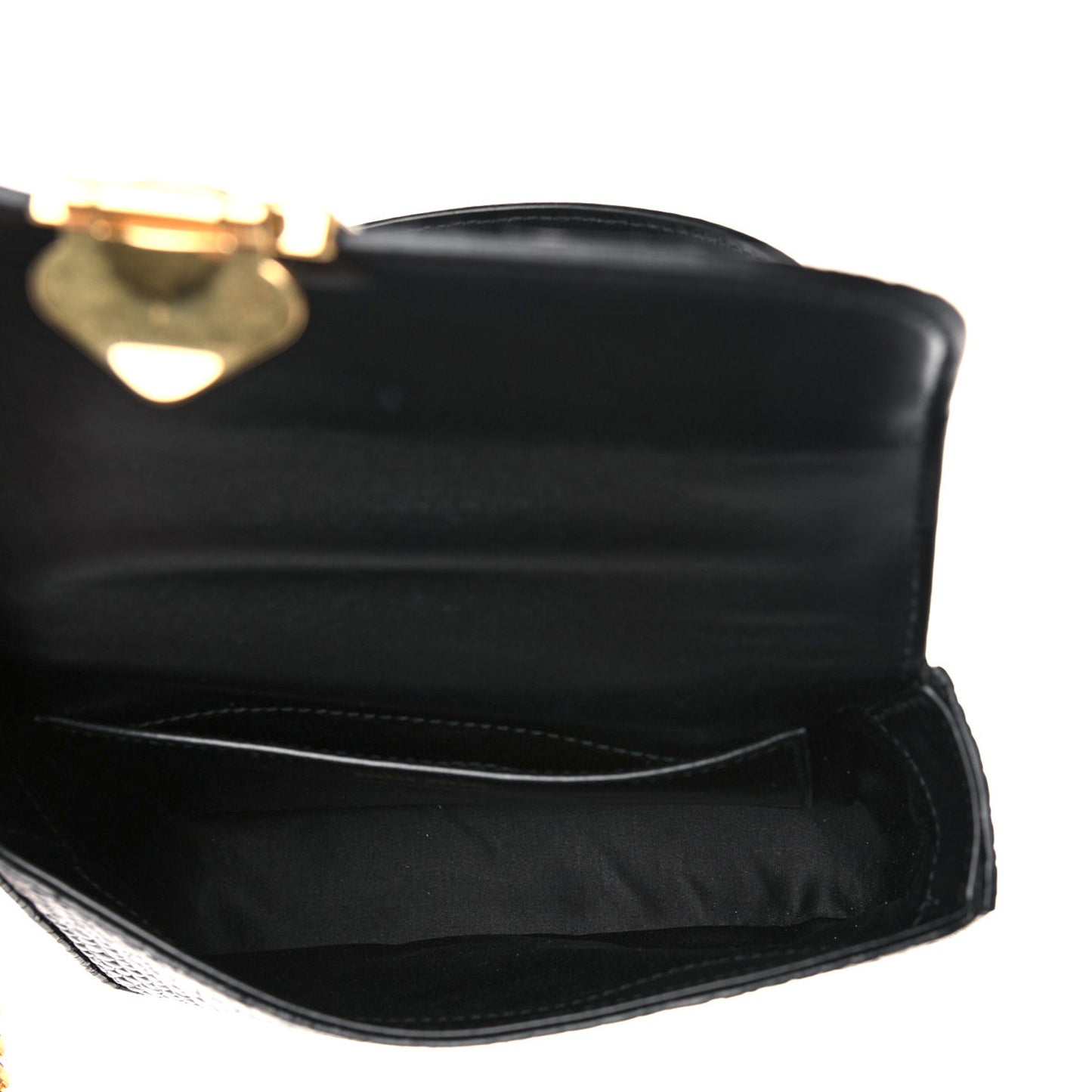 Crocodile Print Calfskin Top Handle Bag Black