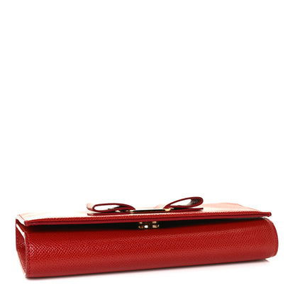 Salvatore Ferragamo Hammered Calfskin Donna Bow Clutch Red 7 of 15