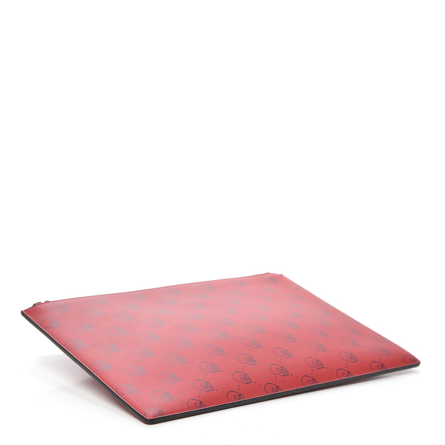 Gucci Calfskin GucciGhost Hamlet Skull Zip Pouch Hibiscus Red 4 of 7