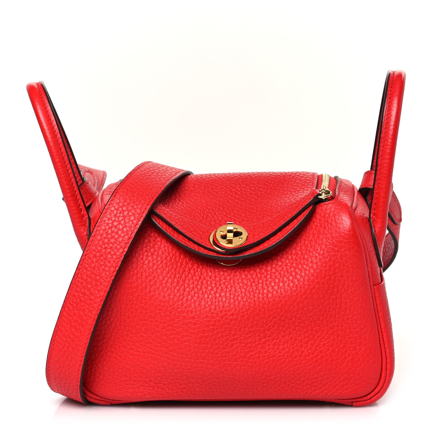 Hermes Taurillon Clemence Mini Lindy 20 Rouge de Coeur 1 of 9