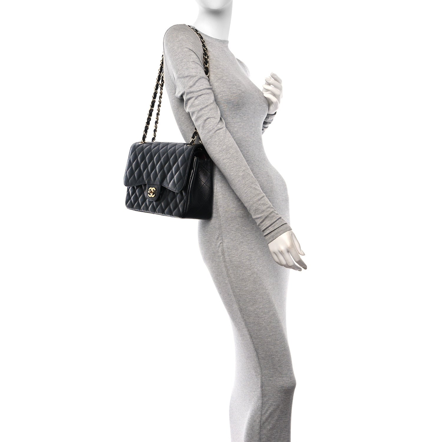 Chanel Caviar Quilted Jumbo Double Flap Black 2 of 12