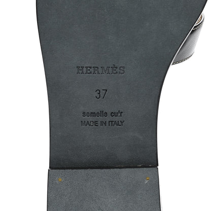 Hermes Box Calfskin Oran Sandals 37 Black 6 of 10