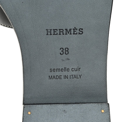 Hermes Box Calfskin Oran Sandals 38 Black 7 of 10