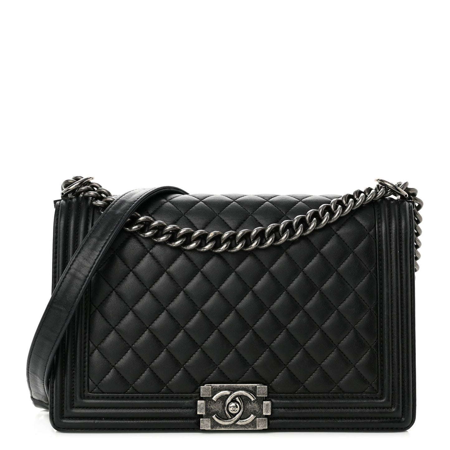Lambskin Quilted New Medium Boy Flap Black