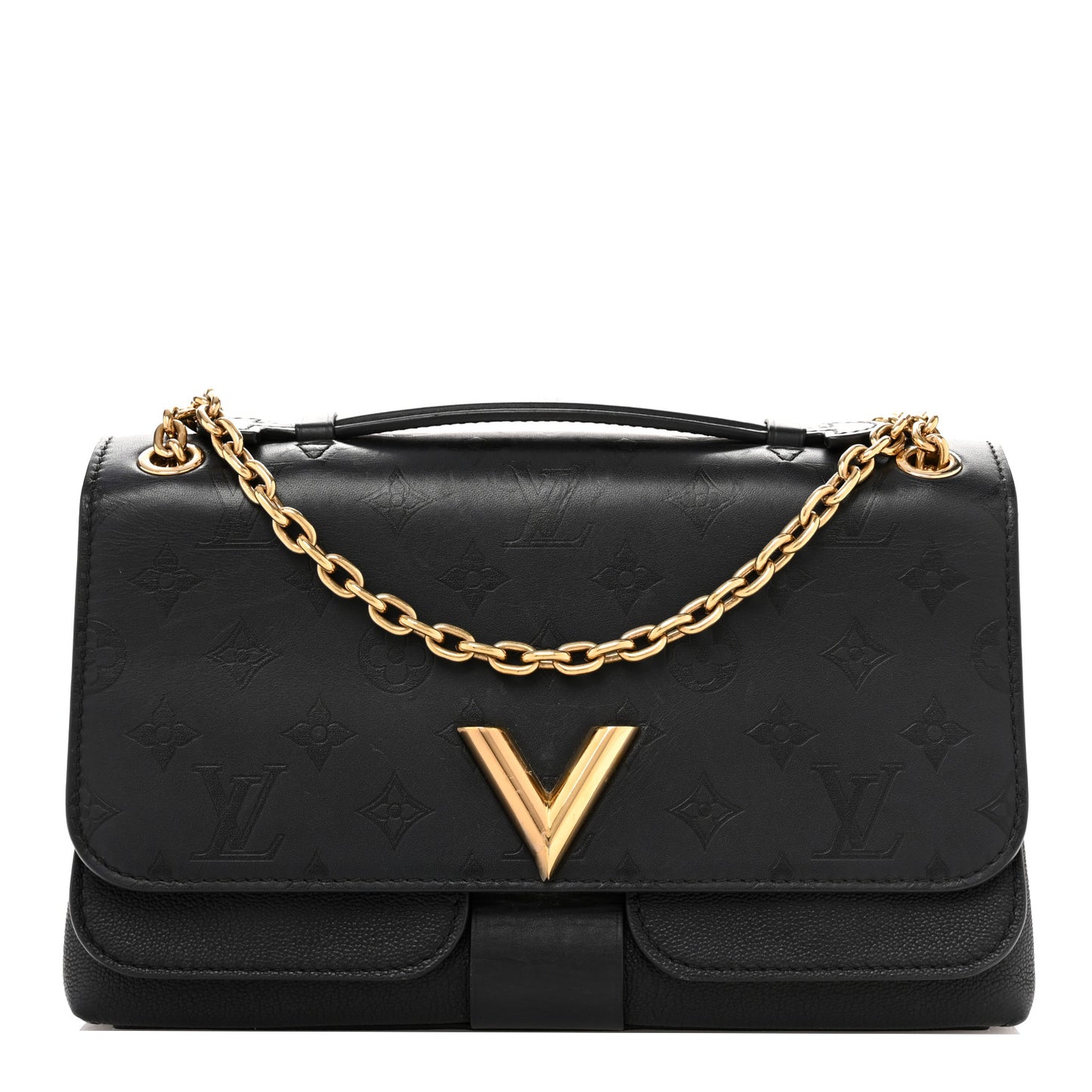 Monogram Cuir Plume Ecume Very Chain Bag Black