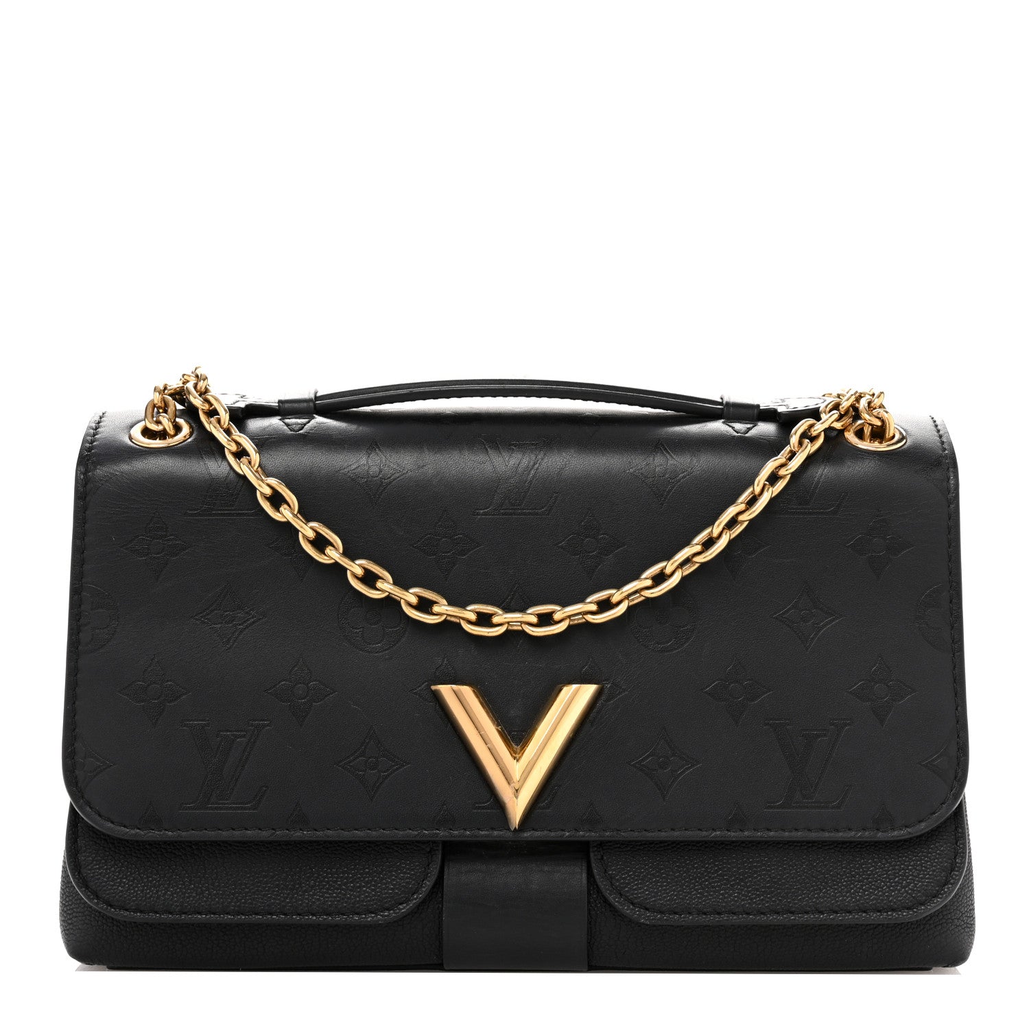 Louis Vuitton Monogram Cuir Plume Ecume Very Chain Bag Black 1 of 10