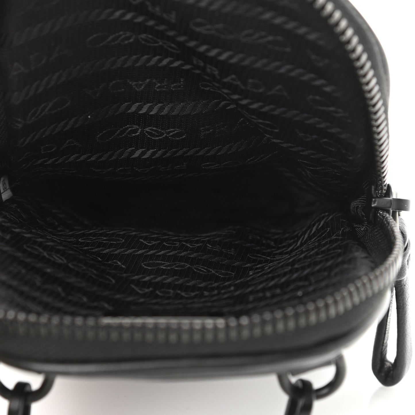Nappa Triangle Stitched Spectrum Double Zip Phone Case Crossbody Bag Black