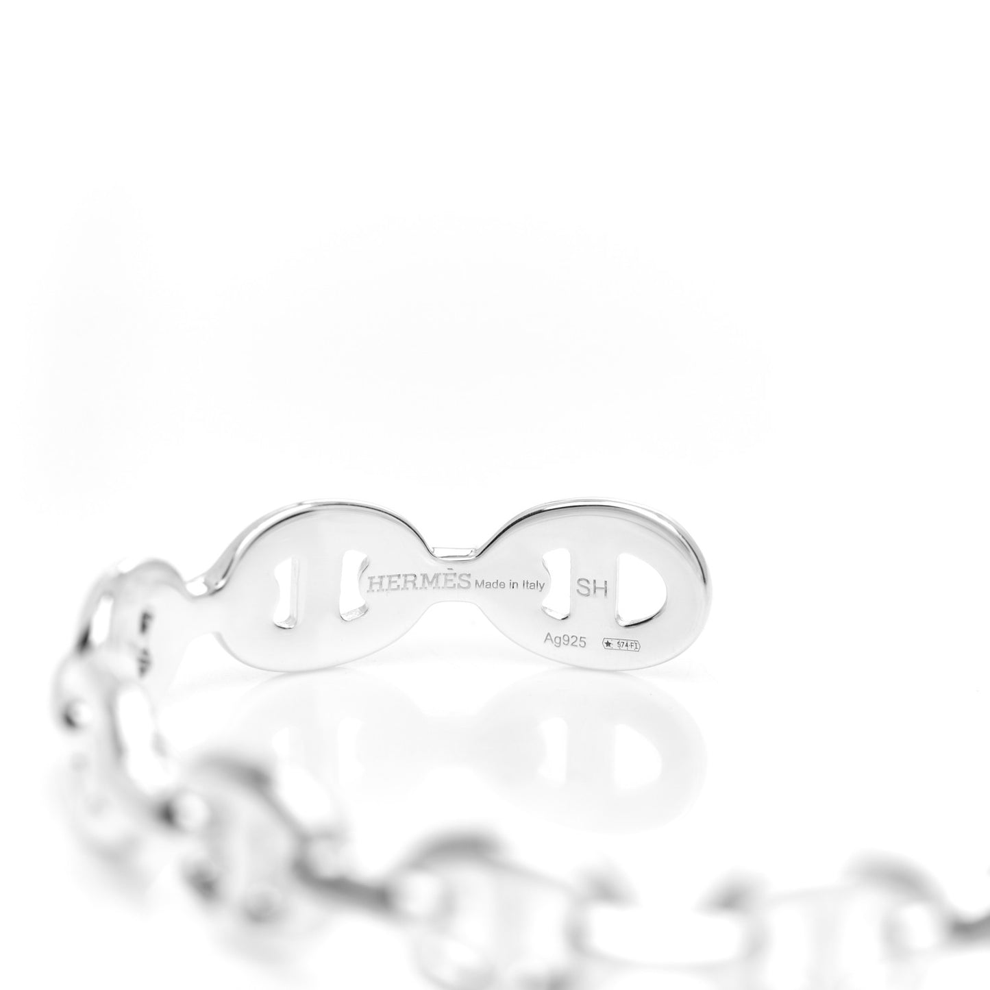 Sterling Silver MM Chaine d'Ancre Enchainee Cuff Bracelet SH