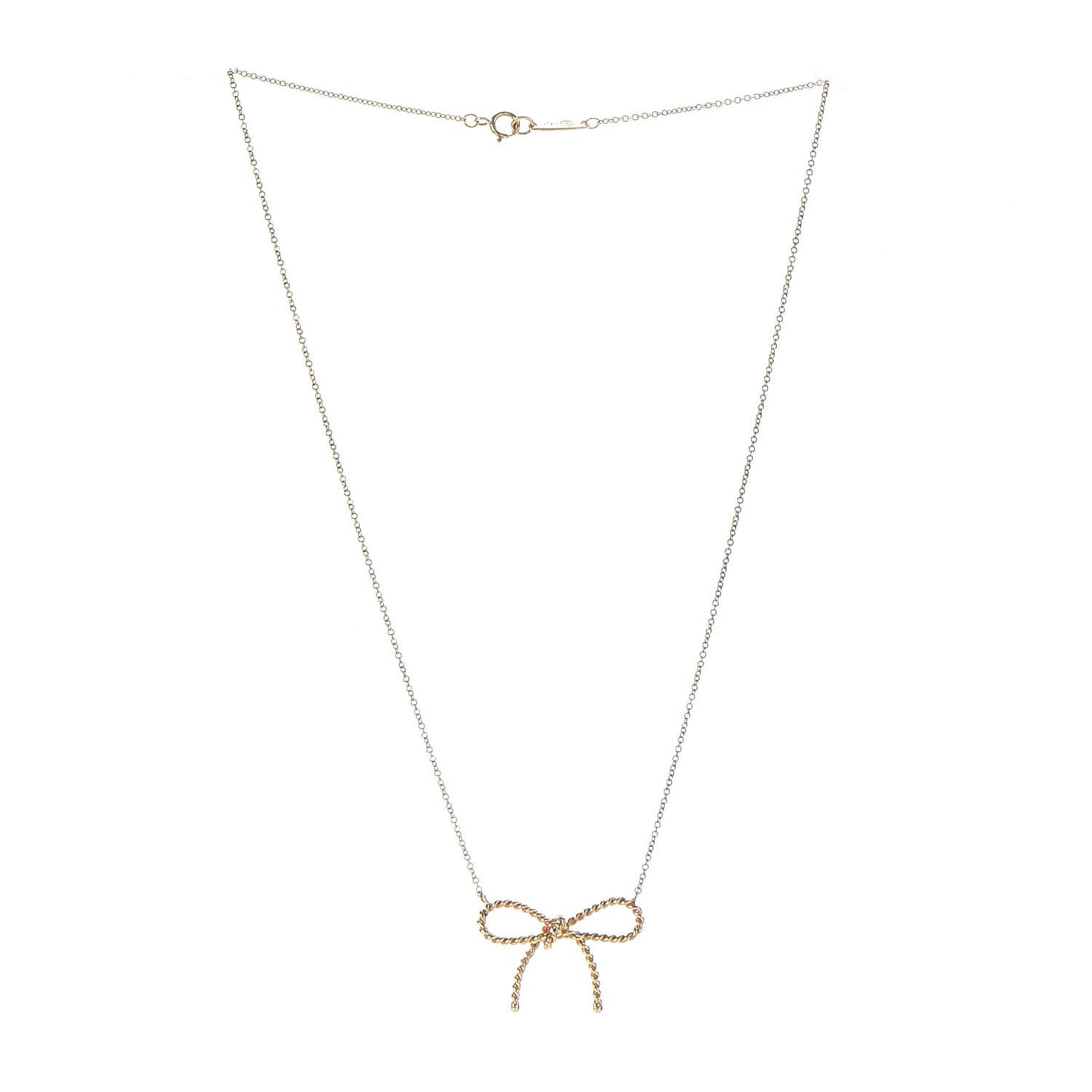 18K Yellow Gold Twist Bow Pendant Necklace