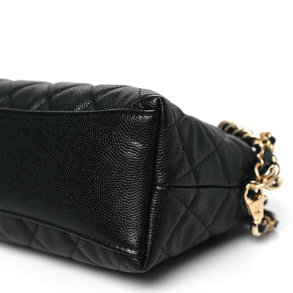 Chanel Shiny Caviar Quilted Bow Pouch Black 10 of 11