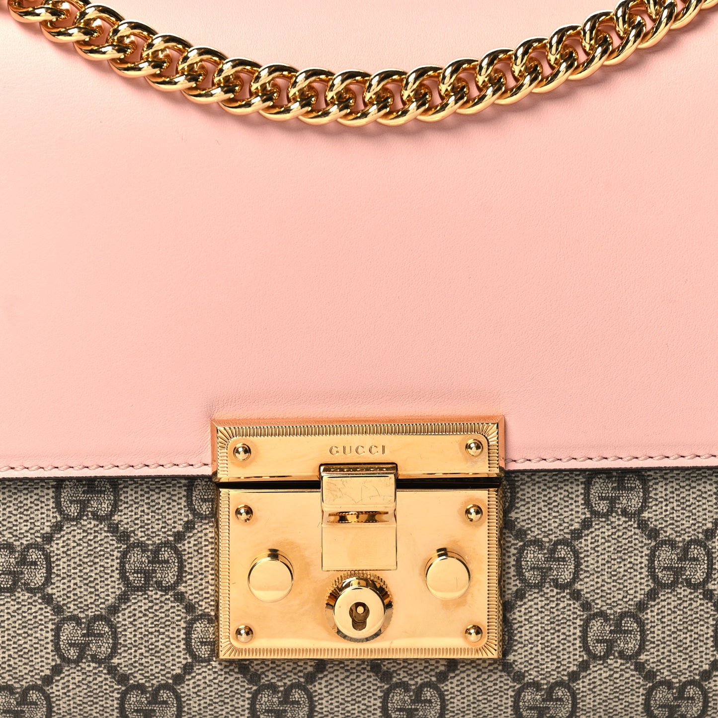 GG Supreme Monogram Calfskin Medium Padlock Shoulder Bag Beige Perfect Pink