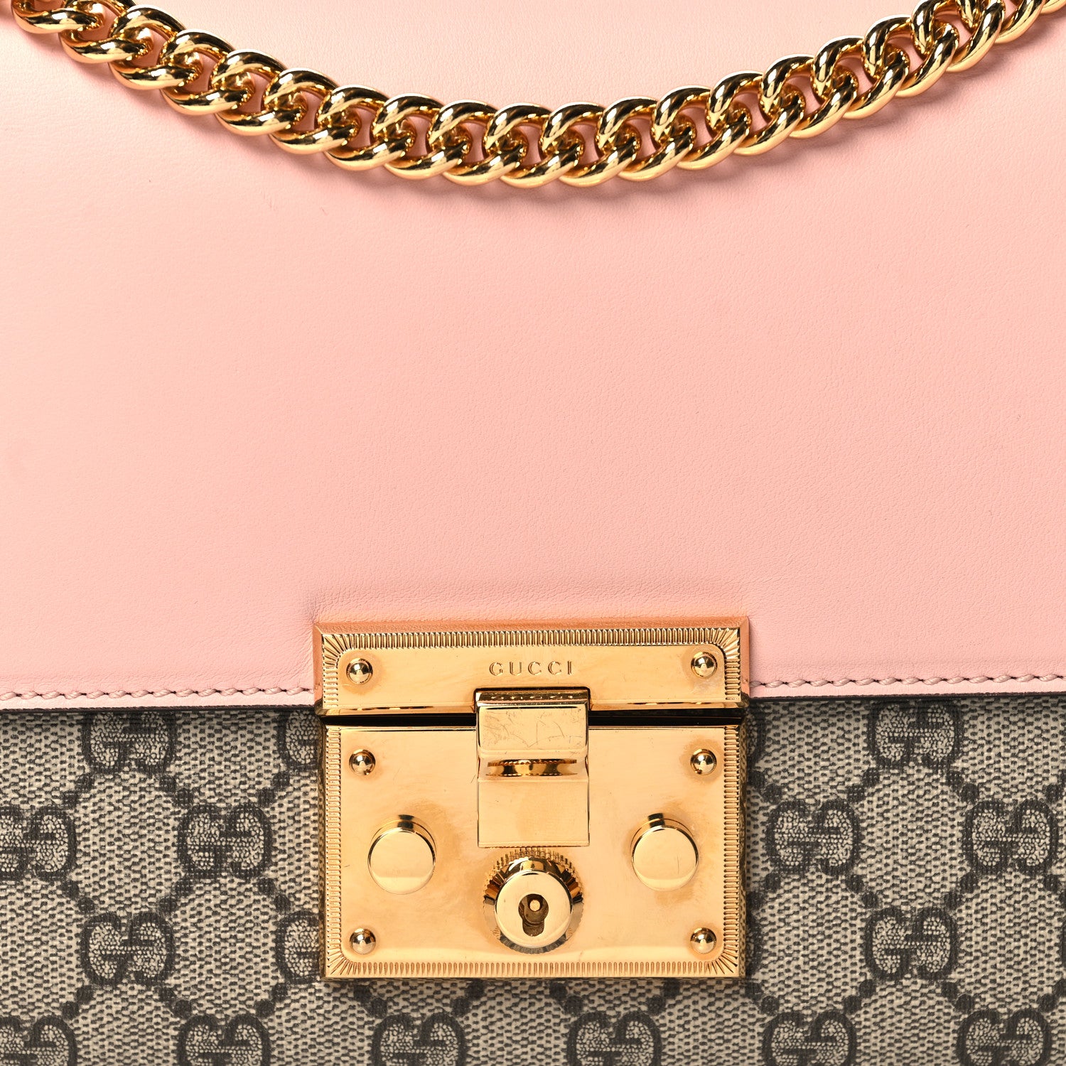 Gucci GG Supreme Monogram Calfskin Medium Padlock Shoulder Bag Beige Perfect Pink 8 of 10