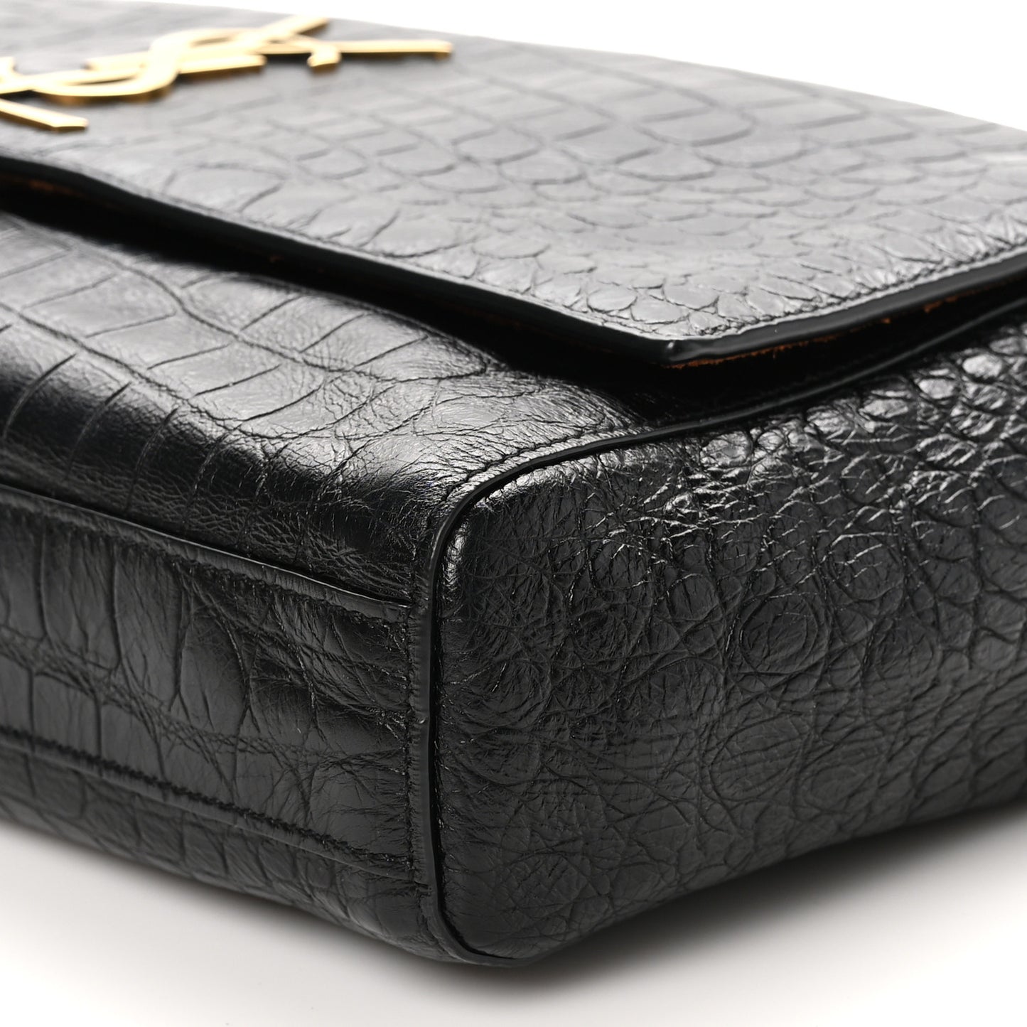 Calfskin Crocodile Embossed Suede Medium Reversible Monogram Kate Satchel Military Taupe