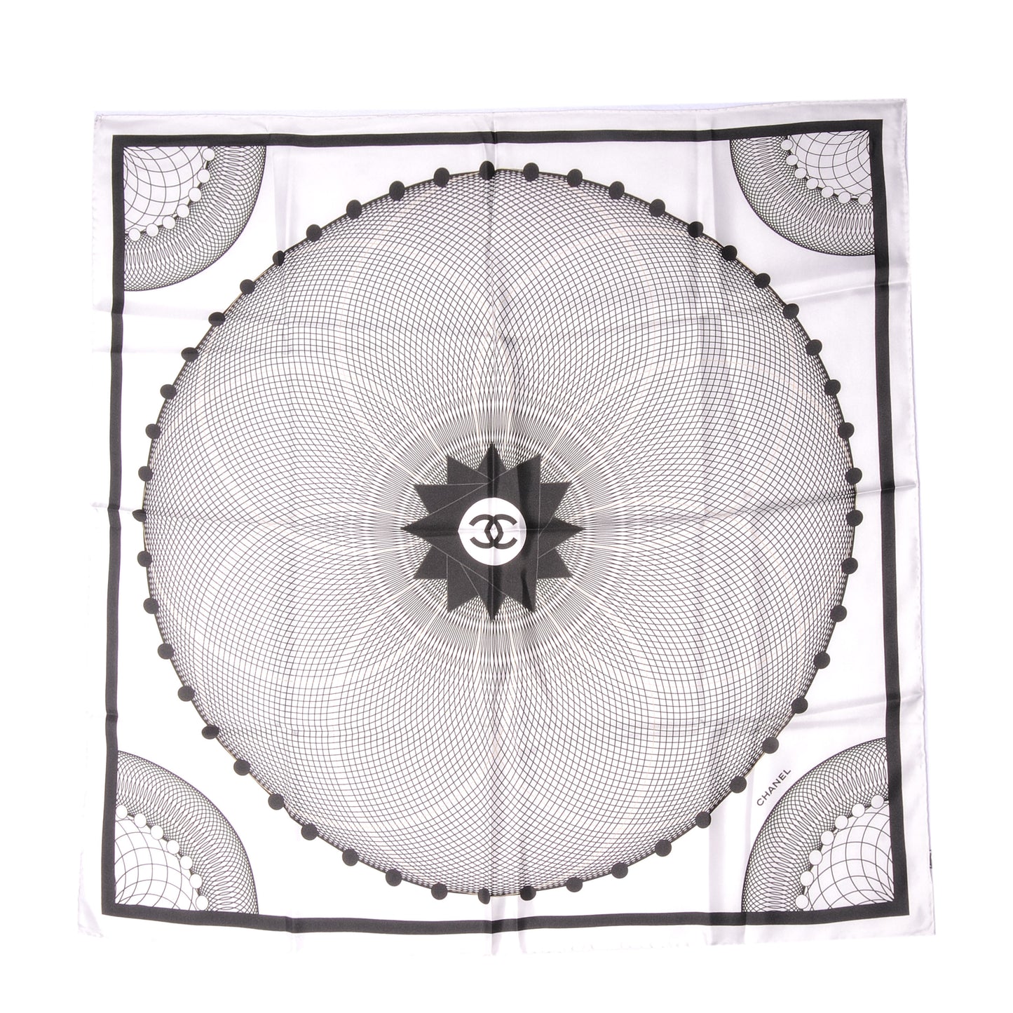 Silk Spiro Scarf Black White CC