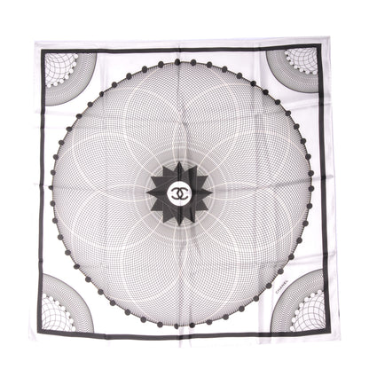 Chanel Silk Spiro Scarf Black White CC 3 of 5