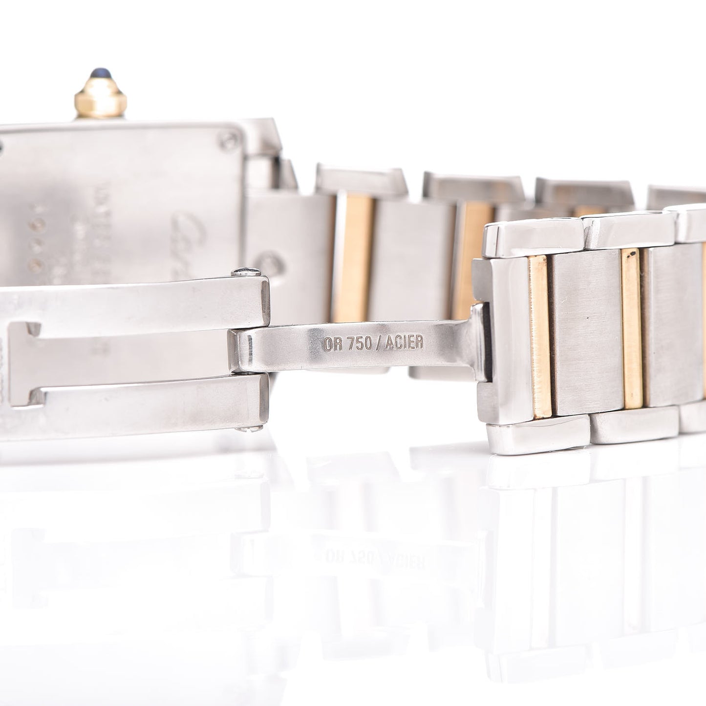 Stainless Steel 18K Yellow Gold 20mm Tank Francaise Quartz Watch