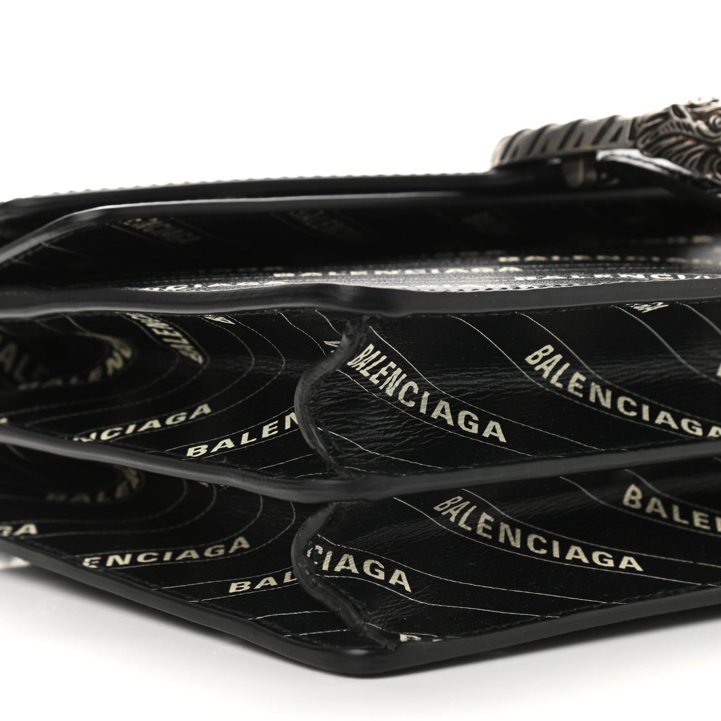 X BALENCIAGA Calfskin Logo Print Small Dionysus Shoulder Bag Black