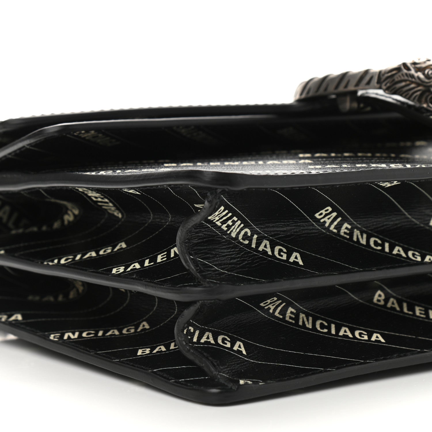 Gucci X BALENCIAGA Calfskin Logo Print Small Dionysus Shoulder Bag Black 8 of 9