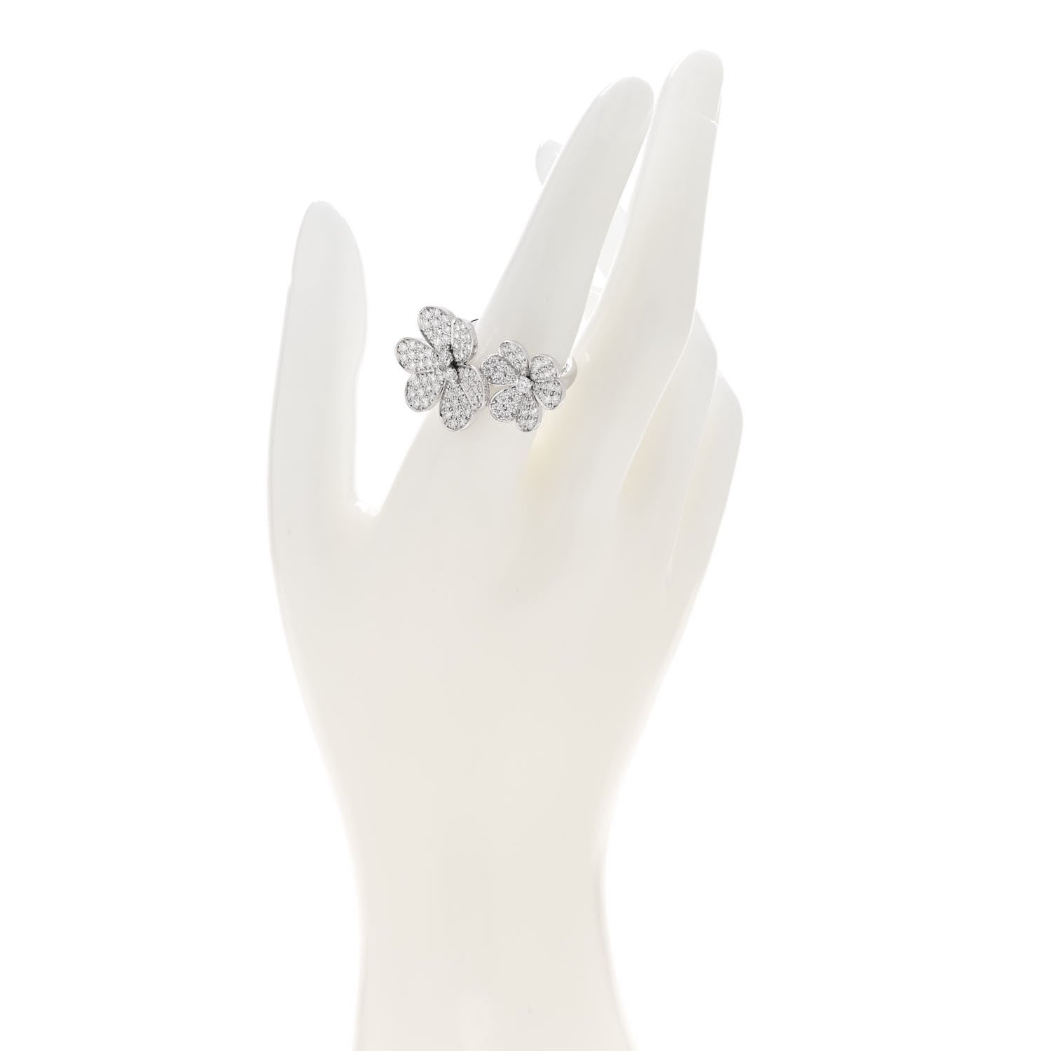 Van Cleef & Arpels 18K White Gold Diamond Frivole Between The Finger Pave Ring 55 7.25 2 of 6