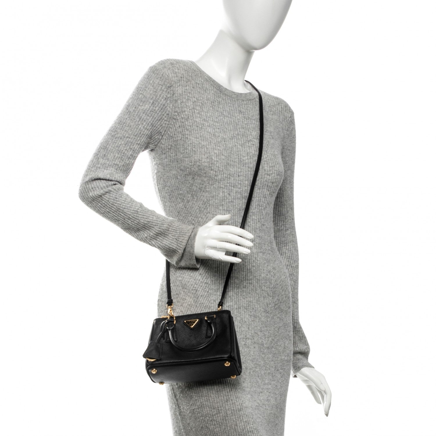 Prada Saffiano Lux Mini Galleria Double Zip Tote Black 2 of 6