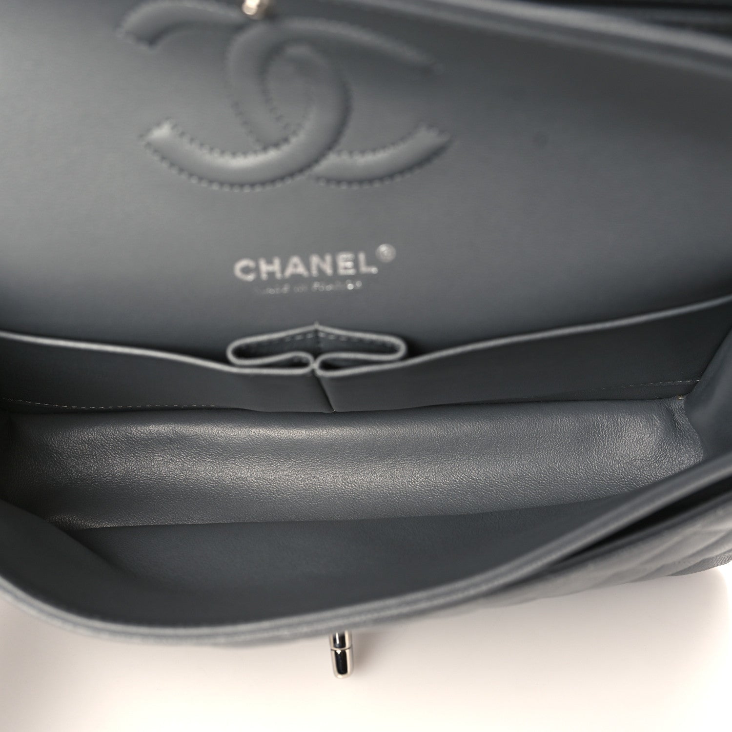 Chanel Caviar Quilted Medium Double Flap Dark Grey 5 of 9