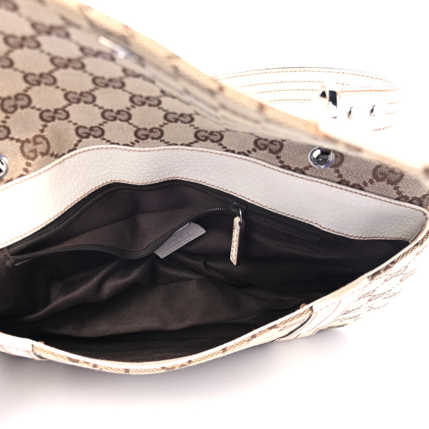 Gucci Monogram Satchel Bag Off White 4 of 4