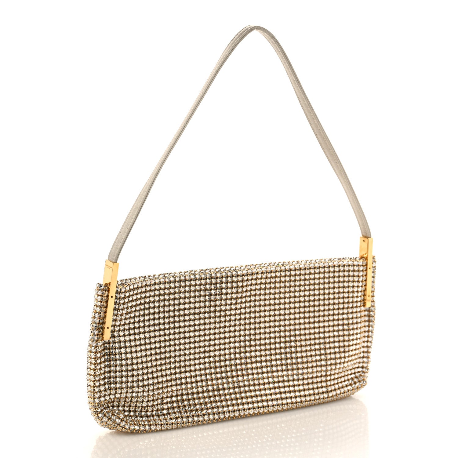 Saint Laurent Satin Crystal Small Suzanne Shoulder Bag Silver 2 of 8