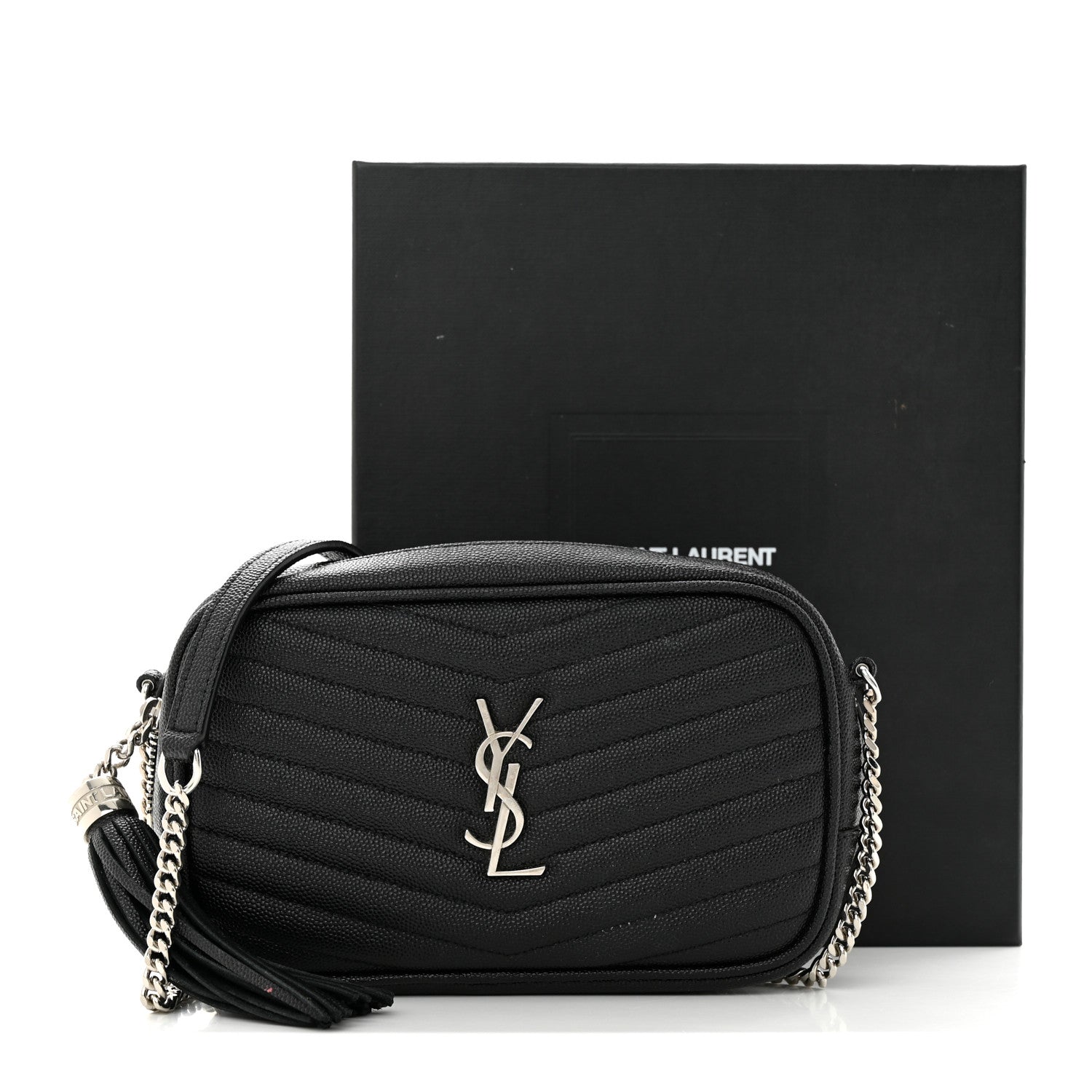 Saint Laurent Grain De Poudre Matelasse Monogram Mini Lou Camera Bag Black 13 of 13