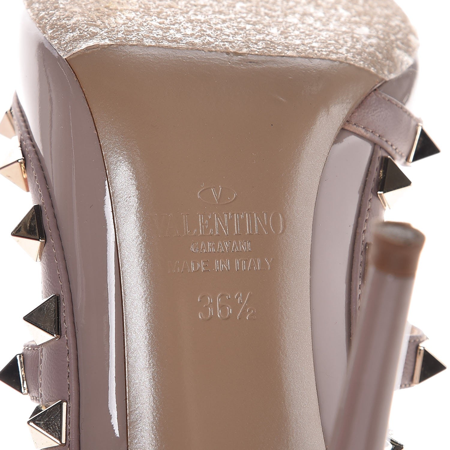Valentino Garavani Patent Nappa Rockstud Ankle Strap 100mm Pumps 36.5 Poudre 5 of 8