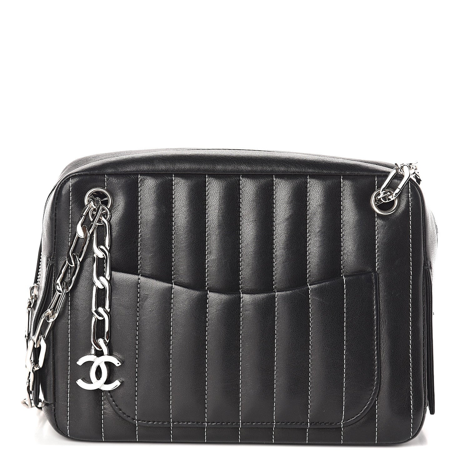 Chanel Lambskin Vertical Quilted Mademoiselle Small Camera Case Black 1 of 8