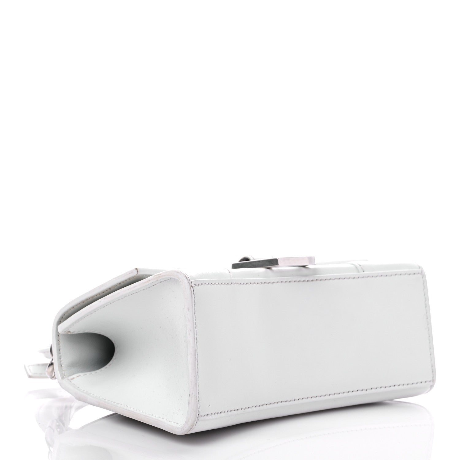 Balenciaga Box Calfskin Graffiti Logo Hourglass Top Handle Bag XS White Light Silver 3 of 16