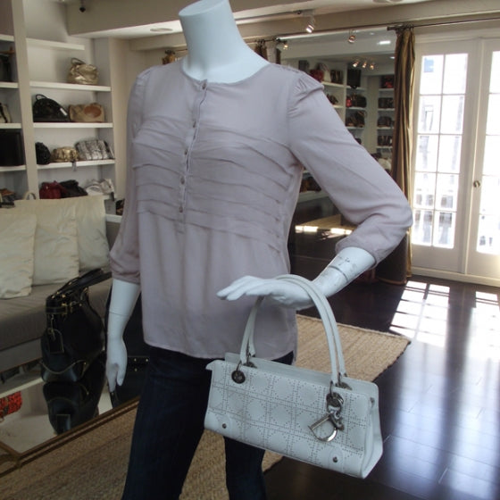 Lambskin Cannage Studded East West Lady Dior White