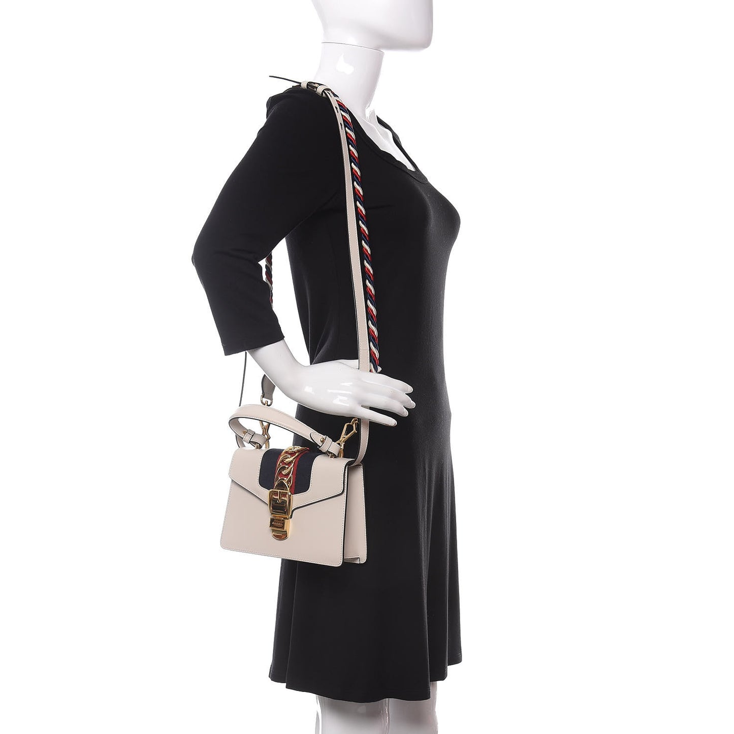 Calfskin Mini Sylvie Top Handle Bag White