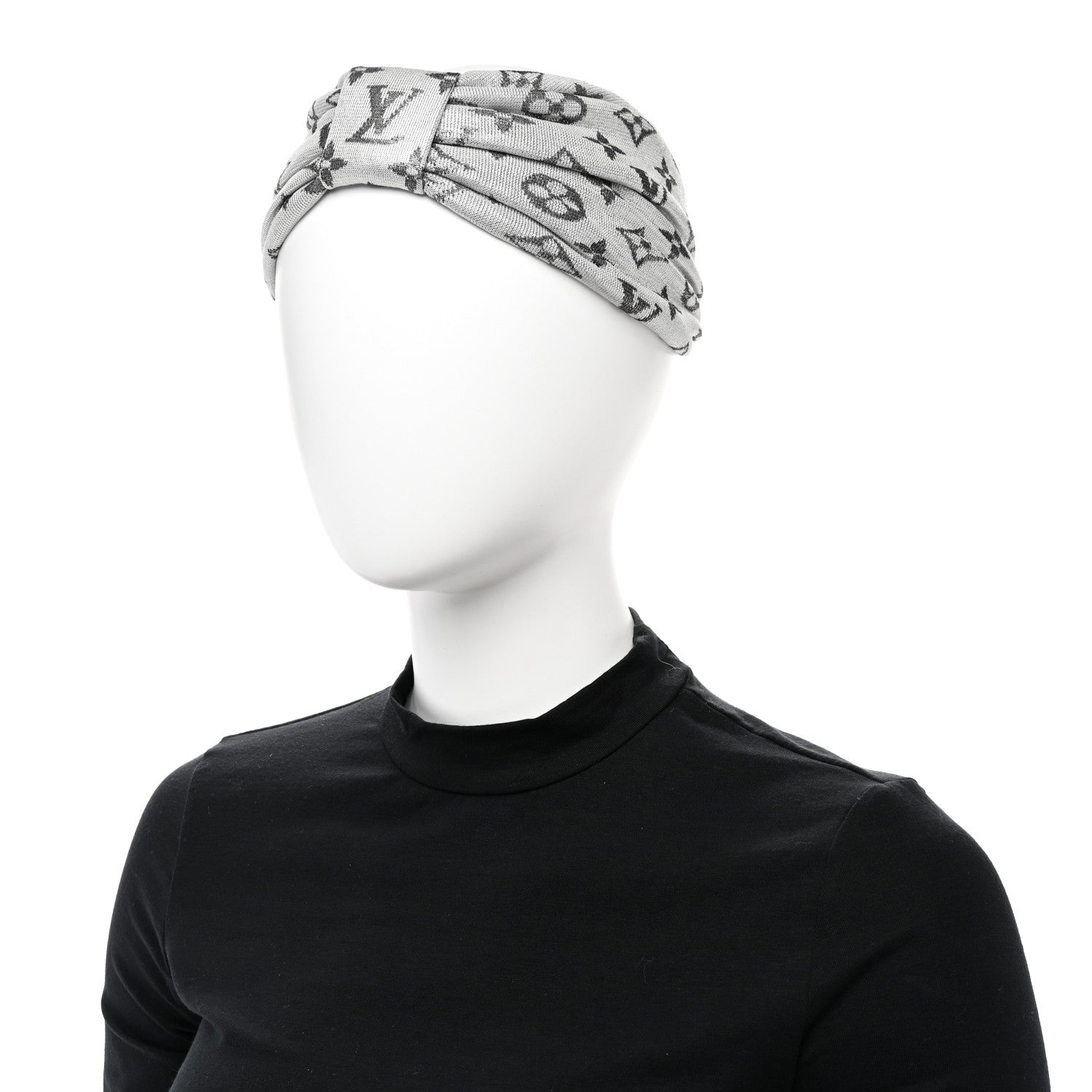 Louis Vuitton Silk Monogram LV Pool Party Turban Headband Argent 2 of 4
