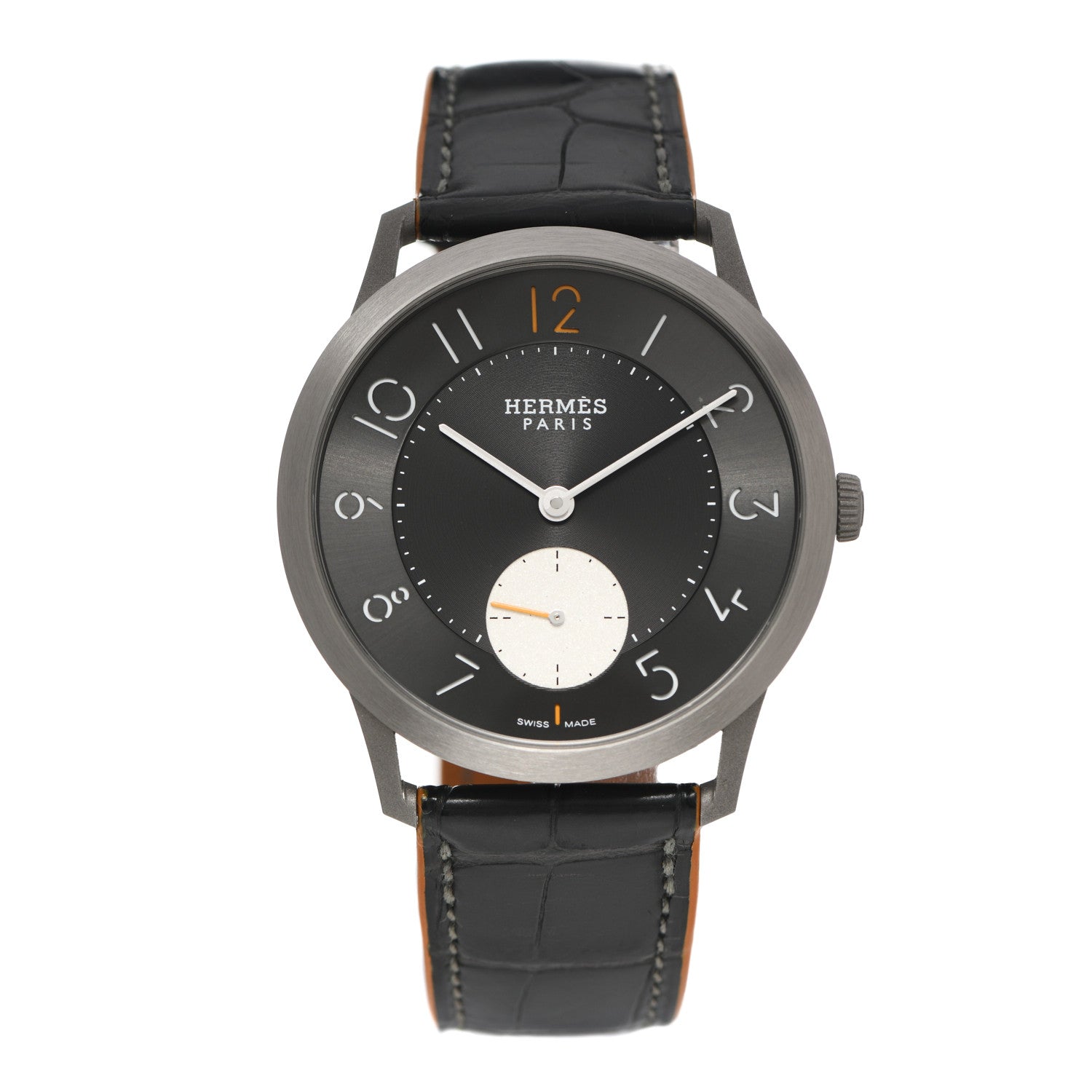 Hermes Titanium Alligator 39.5mm Slim D'Hermes Automatic Watch Noir 1 of 5