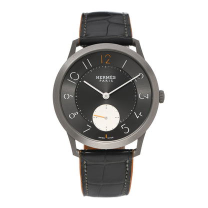 Hermes Titanium Alligator 39.5mm Slim D'Hermes Automatic Watch Noir 1 of 5