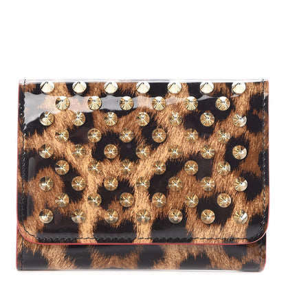 Christian Louboutin Patent Spiked Macaron Mini Wallet Leopard 1 of 8