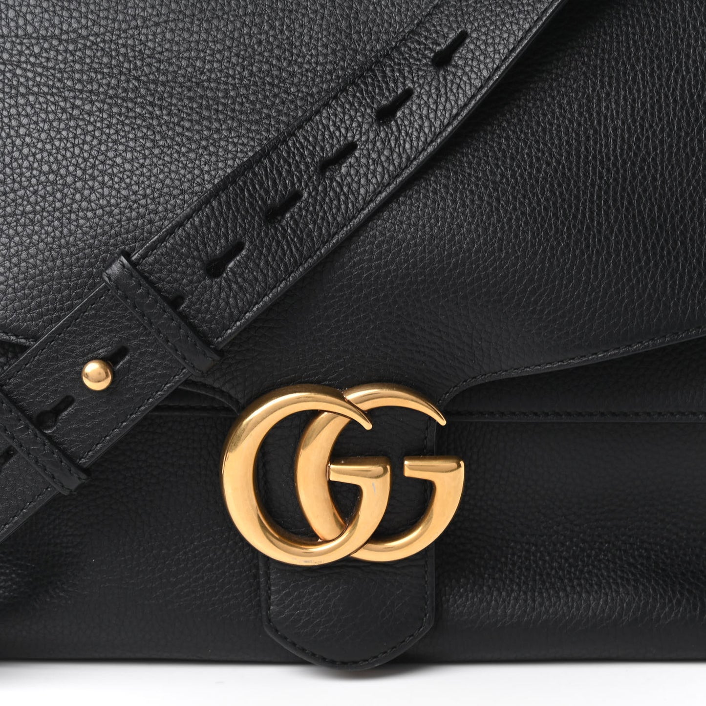 Calfskin Large GG Marmont Shoulder Bag Black