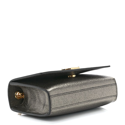 Saint Laurent Metallic Calfskin Small Classic Monogram Kate Satchel Pewter 3 of 9