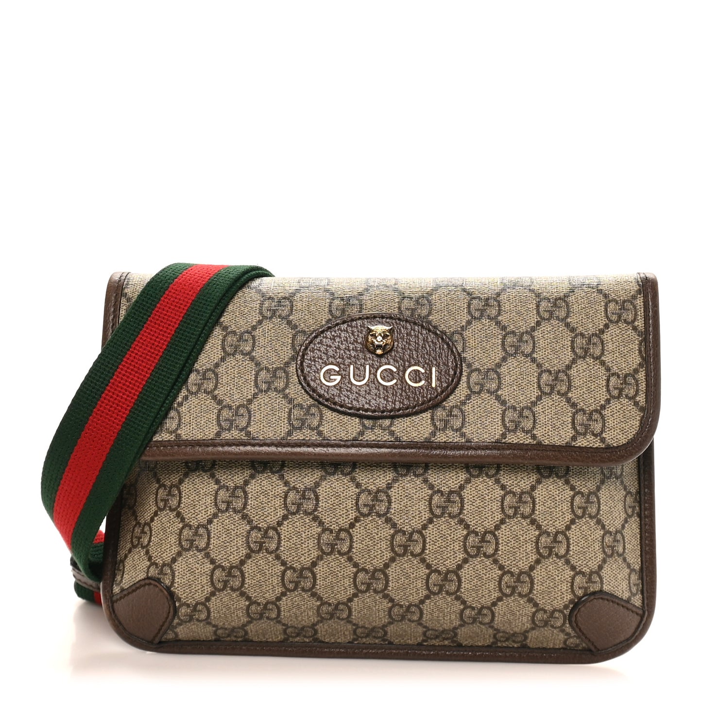 GG Supreme Monogram Neo Vintage Web Belt Bag Brown