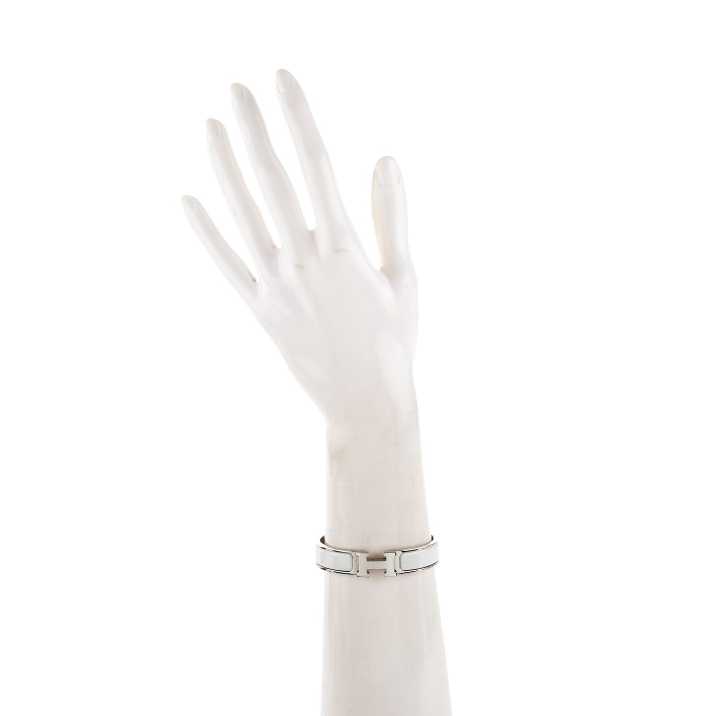 Enamel Narrow Clic Clac H Bracelet PM White
