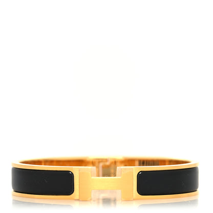 Hermes Matte Enamel Narrow Clic Clac HH Bracelet T5 Black 1 of 5