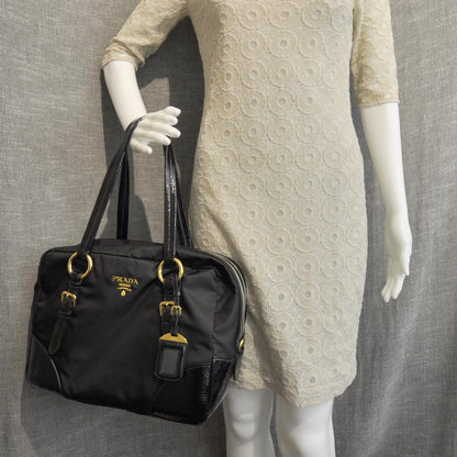 Prada Tessuto Vernice Bowler Black 1 of 10