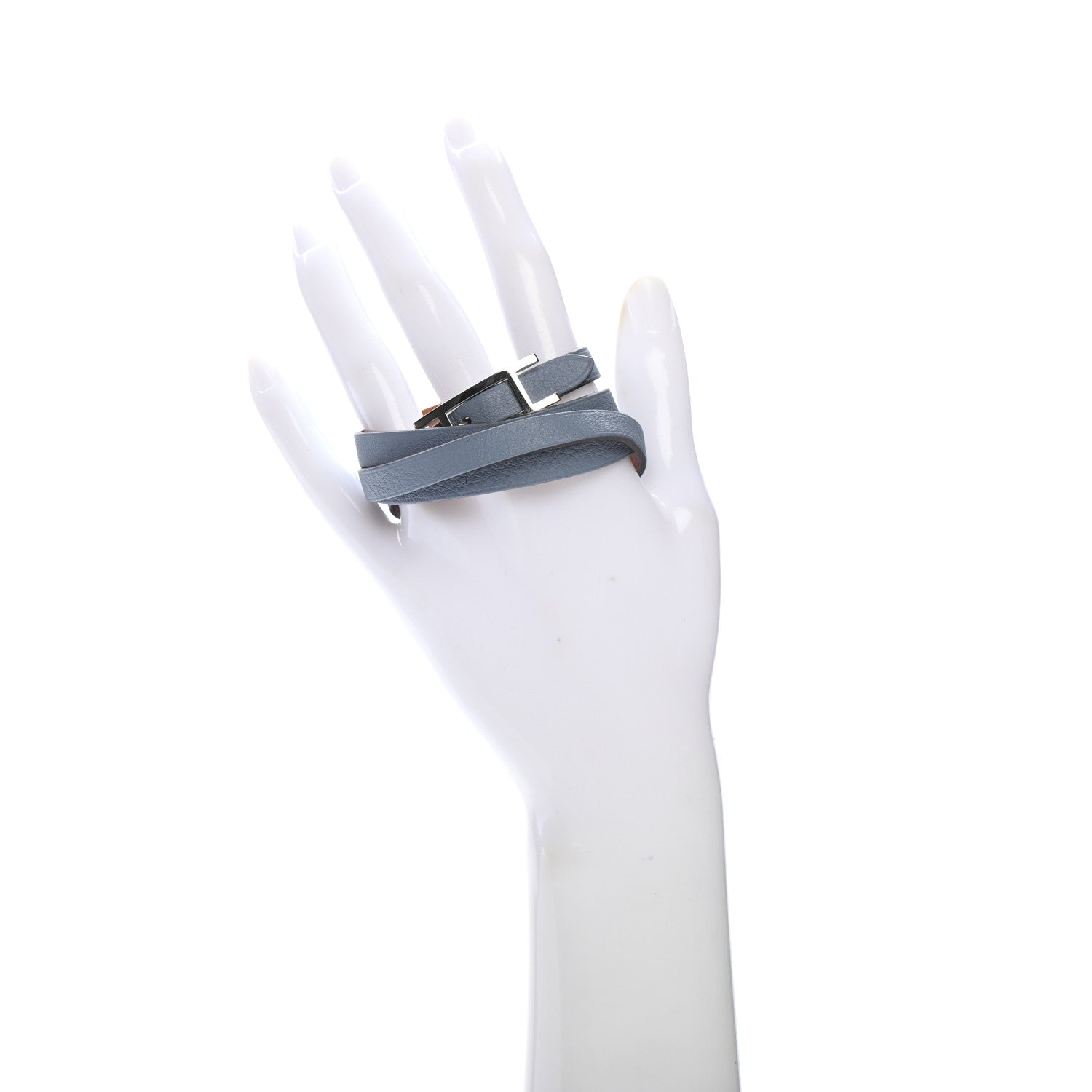 Hermes Swift Hapi 3 MM Triple Tour Wrap Bracelet S Bleu Lin 2 of 5