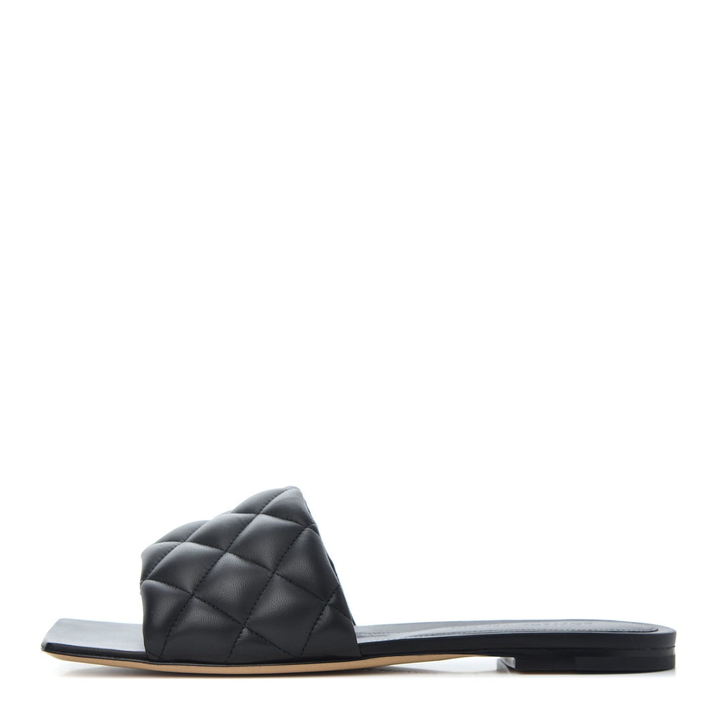 Nappa Matelasse Padded Flat Sandals 37.5 Black